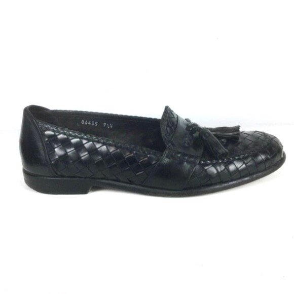 Cole Haan Bragano 9.5 N M Made in Italy Woven Black Tassel Loafers Mens Designer - Picture 2 of 11